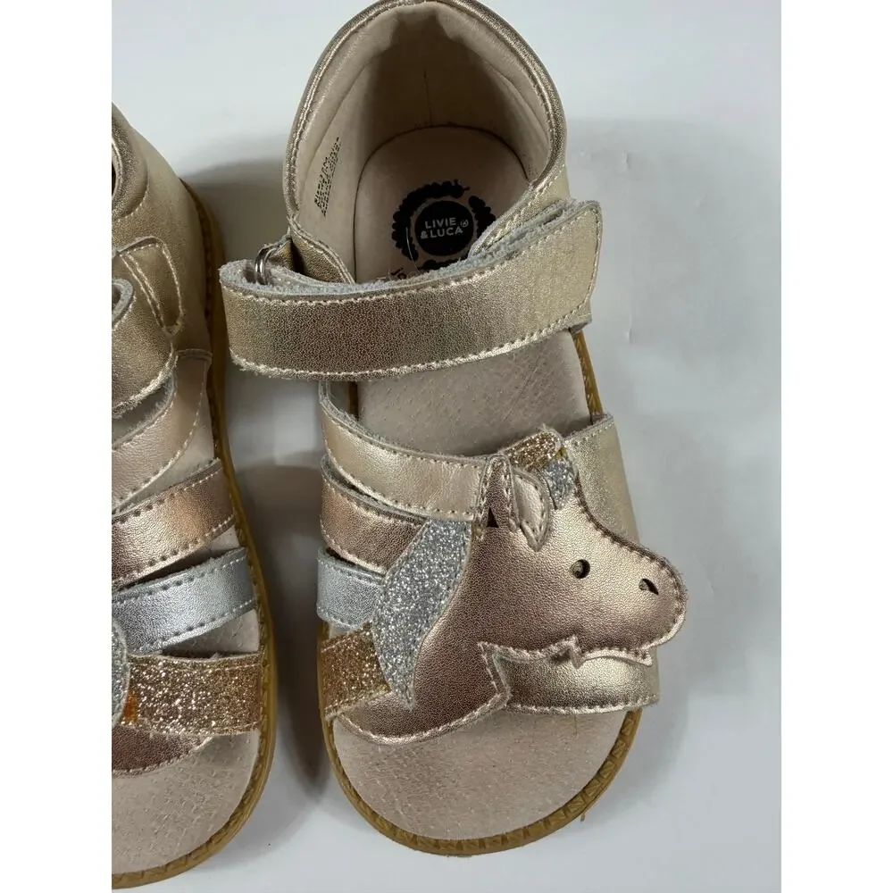Livie & Luca Unicorn Sandals Gold Metallic Size 12 toddler girls